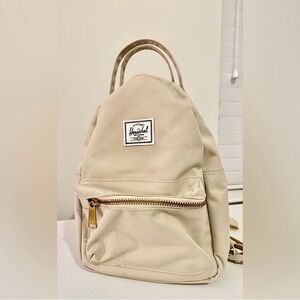 Herschel Supply Company Beige Mini Backpack with Gold Zipper
